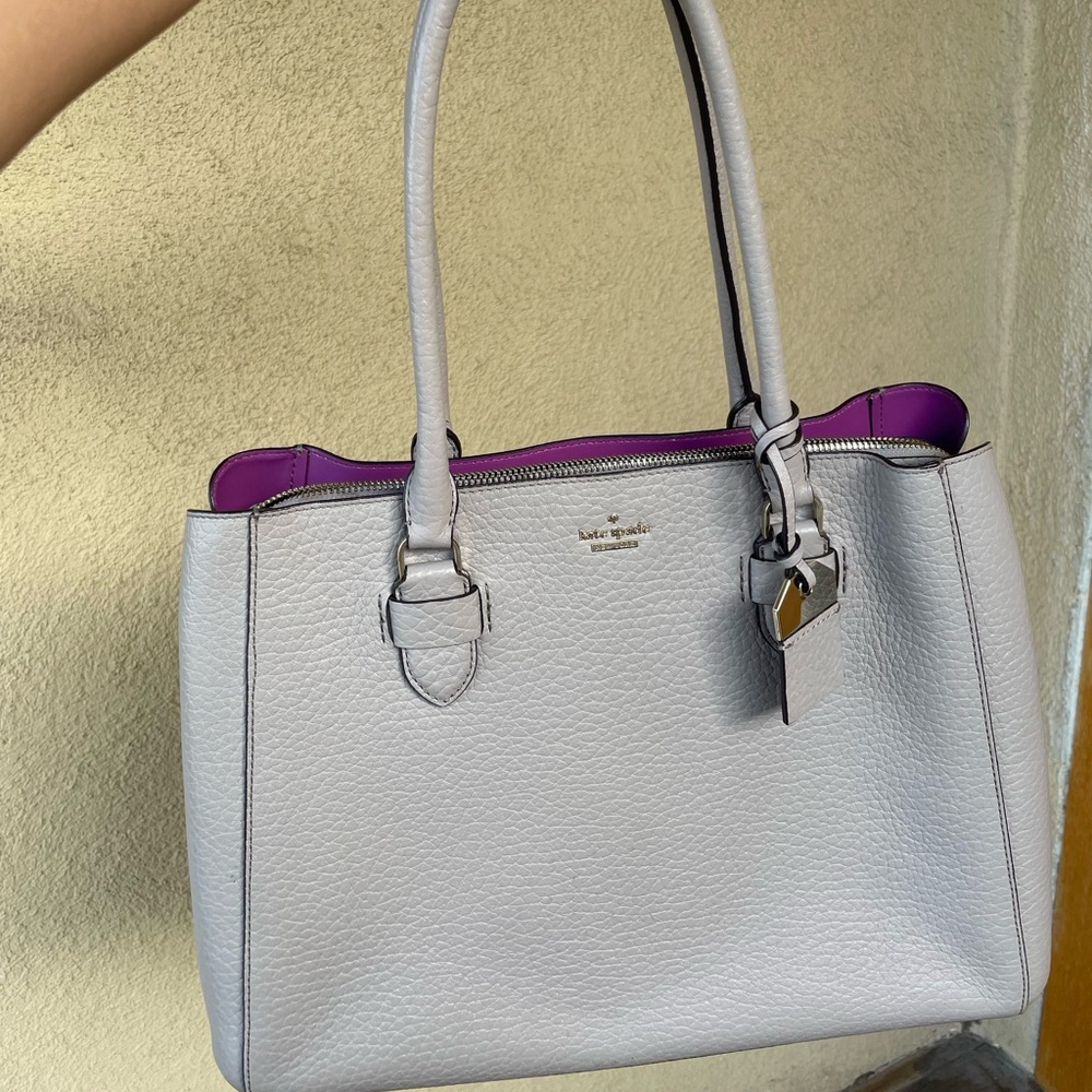 Kate Spade Gray Leather Tote Bag